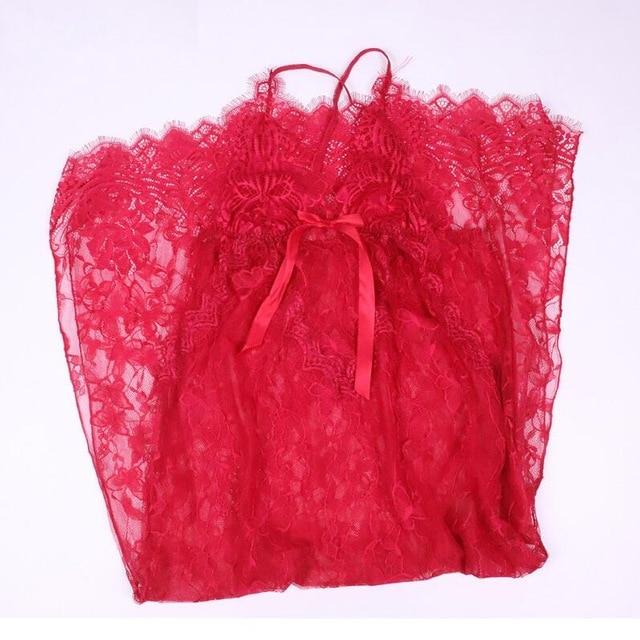 Sexy Lace Bow Perspective Split Nightgown Night Dress Solid Sleeveless Camis Stylish Long V-Neck Backless Nighty Sleepwear Modis