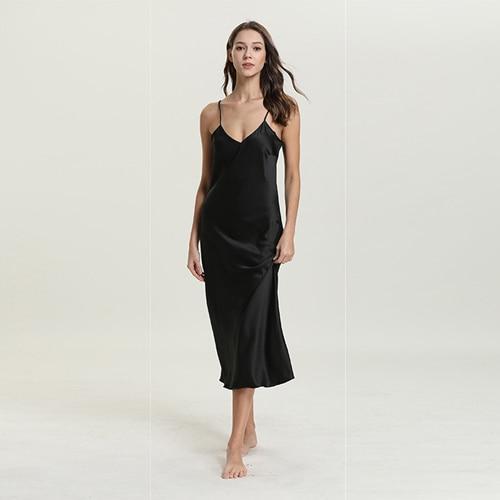 Fiklyc underwear mid-calf length sexy women's summer sleeveless long night-dress satin female nightgown sleepwear luxury design