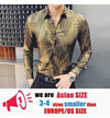2019 Casual Men Shirt Gold Stripe Long Sleeve Shirts Korean Dress Slim Fit Tuxedo Shirts Male Fashion Night Party Club Shirt Men