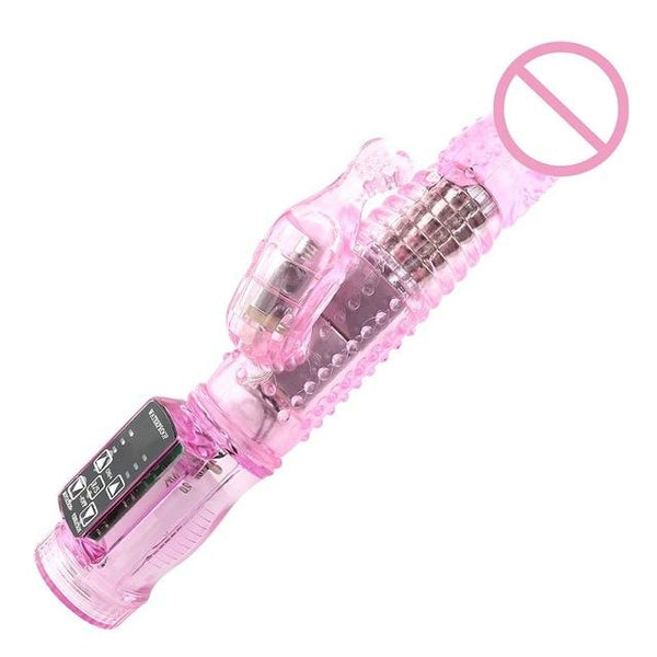 Rabbit Vibrator Realistic Dildo Penis Vibrator Clitoris Stimulate Massager Transparent Rotating Bead Female Sex Toy For Women