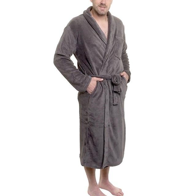 2019 New Men's Bathrobes And Kimono Cotton Coral Velvet Bathrobe Robes Bathrobe Robes Hot Spring Pajamas Long Pajamas Dress Size