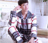 Adult Fleece Pajamas Long Sleeve Men's Thickened Flannel Homewear Coral Fleece Nightwear Male Velvet Casual Nightgown D2063