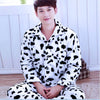 Adult Fleece Pajamas Long Sleeve Men's Thickened Flannel Homewear Coral Fleece Nightwear Male Velvet Casual Nightgown D2063