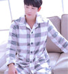 Adult Fleece Pajamas Long Sleeve Men's Thickened Flannel Homewear Coral Fleece Nightwear Male Velvet Casual Nightgown D2063