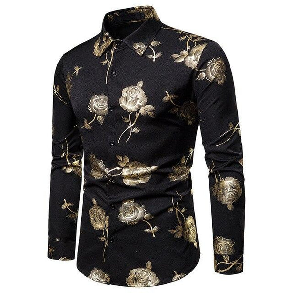 Mens Shirts Long Sleeve 2019 Night Club Party Prom Wear Dress Shirt Men Casual Golden Butterfly Printed Camisa Social Masculina