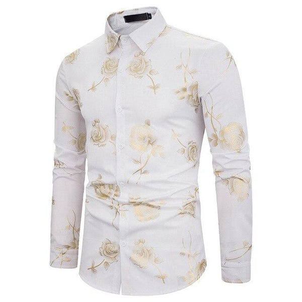 Mens Shirts Long Sleeve 2019 Night Club Party Prom Wear Dress Shirt Men Casual Golden Butterfly Printed Camisa Social Masculina