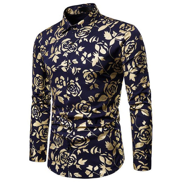Mens Shirts Long Sleeve 2019 Night Club Party Prom Wear Dress Shirt Men Casual Golden Butterfly Printed Camisa Social Masculina