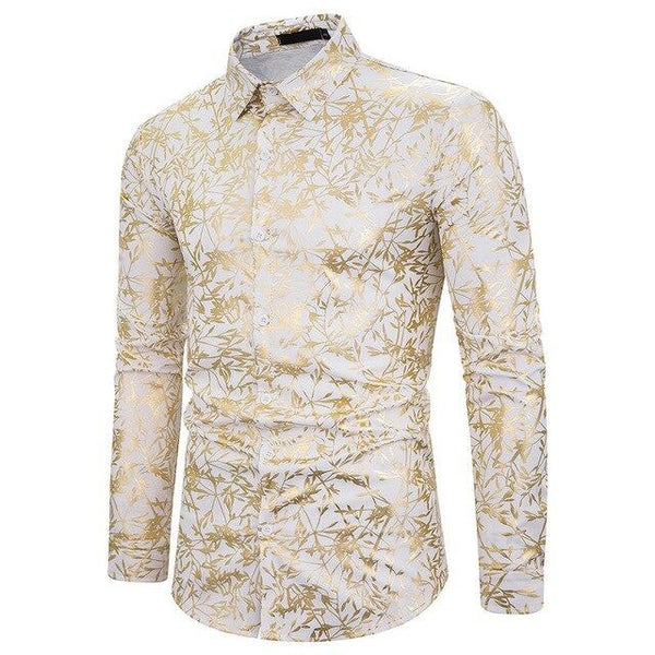 Mens Shirts Long Sleeve 2019 Night Club Party Prom Wear Dress Shirt Men Casual Golden Butterfly Printed Camisa Social Masculina