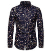 2019 Slim Fit Men Shirt Brand New Long Sleeve Print Mens Casual Shirts Night Club/Party/Prom Dress Shirt Male Clothing
