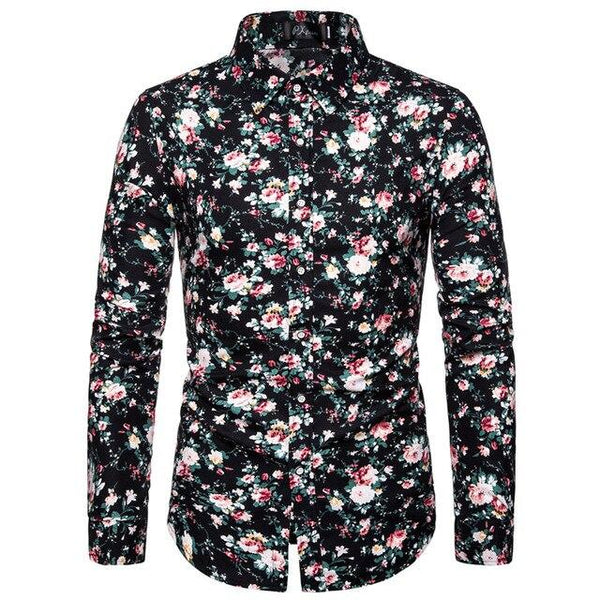 2019 Slim Fit Men Shirt Brand New Long Sleeve Print Mens Casual Shirts Night Club/Party/Prom Dress Shirt Male Clothing