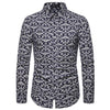 2019 Slim Fit Men Shirt Brand New Long Sleeve Print Mens Casual Shirts Night Club/Party/Prom Dress Shirt Male Clothing