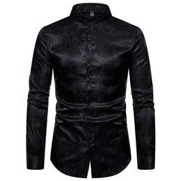 Luxury Men's Paisley Jacquard Dress Shirts 2019 Stylish Long Sleeve Mandarin Collar Slim Fit Night Club Party Prom Camisa Hombre