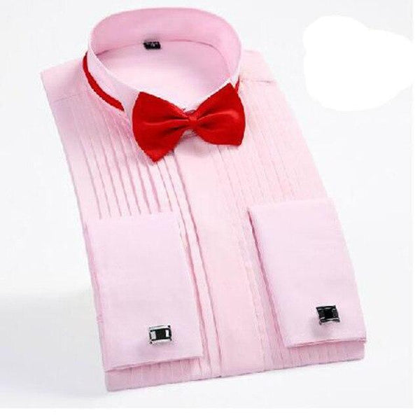 Men Night Club Tuxedo Dress Shirts,Long Sleeve Candy Color Cotton High Quality High-grade Swallow Collar Design Shirts Vestido