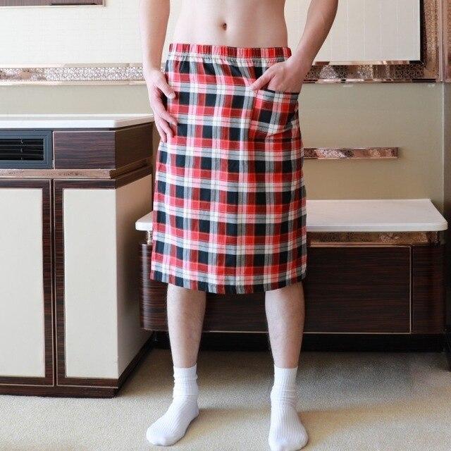 Men  Pajama robes loose cotton fashion casual tide male half-length dress