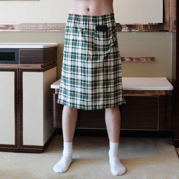 Men  Pajama robes loose cotton fashion casual tide male half-length dress