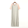 2019 New Yfashion Female Home Wear Short Sleeve Solid Color Casual Loose Sleeping Dress