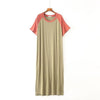 2019 New Yfashion Female Home Wear Short Sleeve Solid Color Casual Loose Sleeping Dress