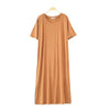 2019 New Yfashion Female Home Wear Short Sleeve Solid Color Casual Loose Sleeping Dress
