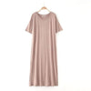 2019 New Yfashion Female Home Wear Short Sleeve Solid Color Casual Loose Sleeping Dress