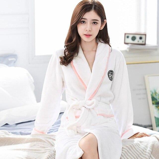 Winter Warm Lovers Lounge Home Clothes Flannel Robe Gown Thicken Women Men Sleepwear Sleep Dress Long Sleeve Nightgown M-XXL