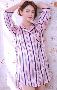 Spring Autumn Couple Sleepwear Long Sleeve Woman Imitation Silk Sleep Dress Autumn Loose Homewear Men Soft Nightwear H5525