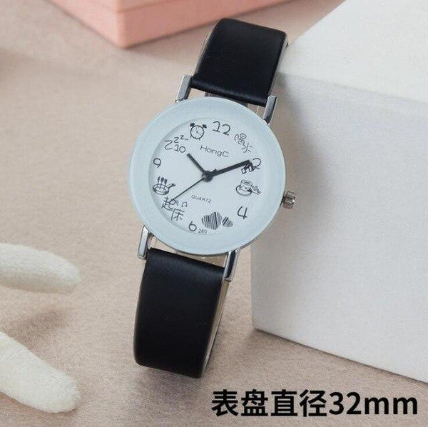 New Man Woman Student Couple Belt Watch White Pop Cartoon Cute Girl Boy Child Quartz Sports Electronic Smart Watch Dress Denim