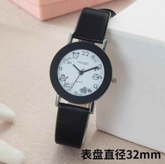 New Man Woman Student Couple Belt Watch White Pop Cartoon Cute Girl Boy Child Quartz Sports Electronic Smart Watch Dress Denim