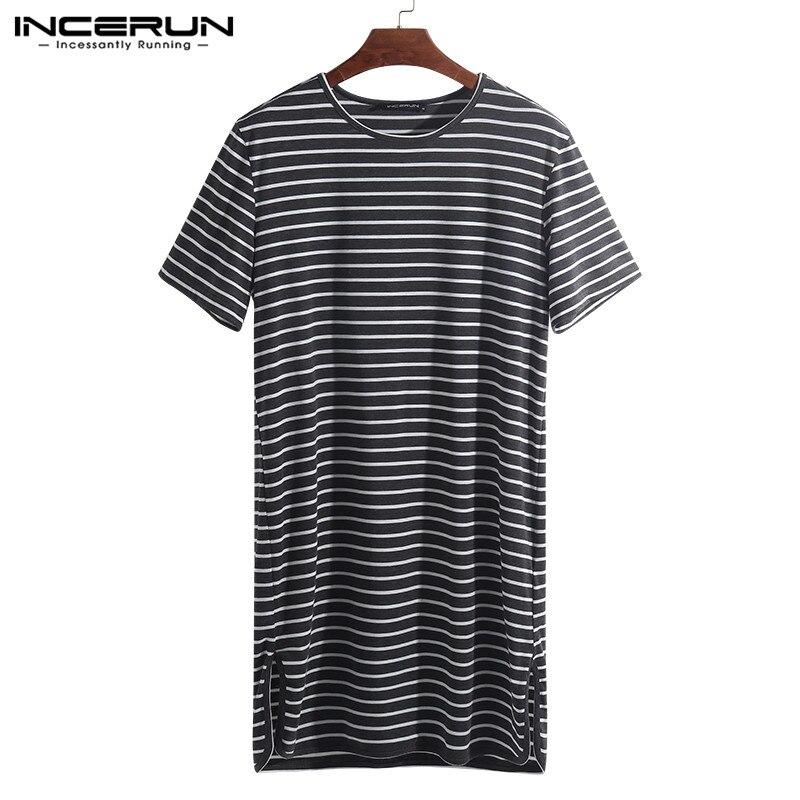 Summer Homewear Dress 2019 Fashion Men Pajama Lounge Stripe Loose Short Sleeve Sleepwear Nightshirt Underwear Hombre