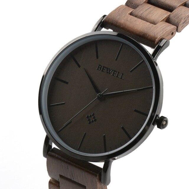BEWELL Top Luxury Brand Men Wood Watches Waterproof Clock As Male Gift For Dad Or Boyfriend Dress Style Watch Good Quality 163A