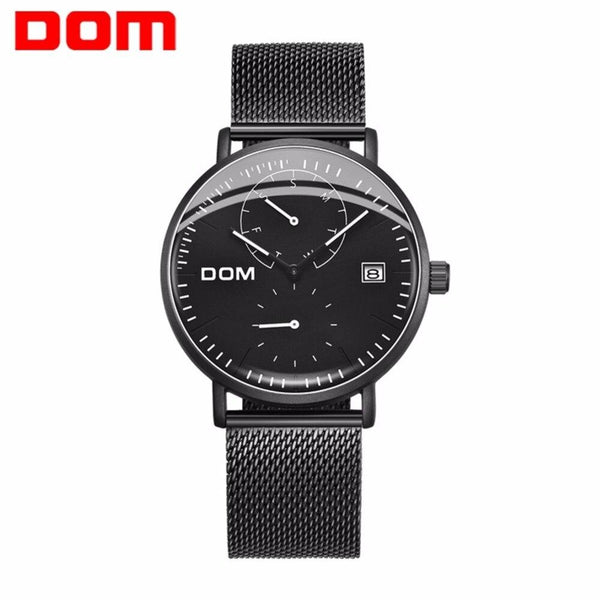 Dom Watch Men Luxury Business Steel Man Watch Waterproof Calendar Unique Fashion Casual Quartz Male Dress Clock M-435