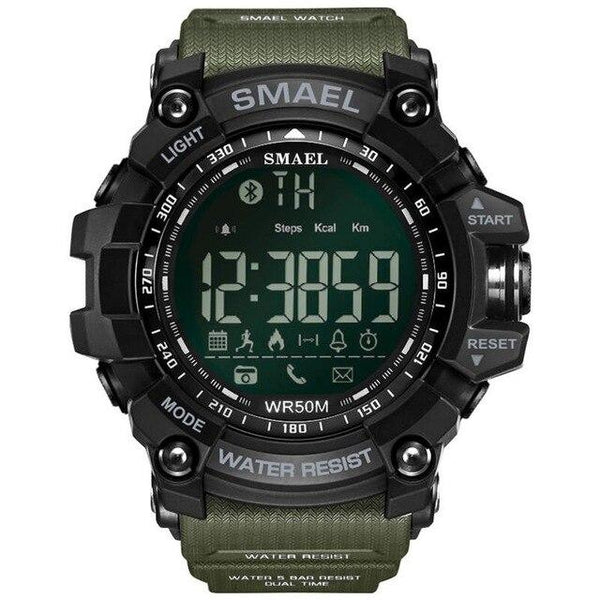 Swim Dress Sport Watches For SMAEL Brand Army Green Style Bluetooth Link Smart Watches Men Digital Sport Male Clock 1617B