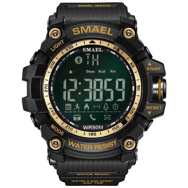 Swim Dress Sport Watches For SMAEL Brand Army Green Style Bluetooth Link Smart Watches Men Digital Sport Male Clock 1617B