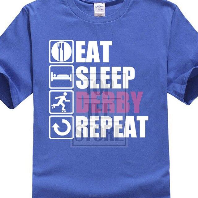 2017 New Arrivals Hipster Eat Sleep Roller Derby 3d Print Men's 100% Cotton Tee Shirts Summer Popular Short Sleeve Tee Dress