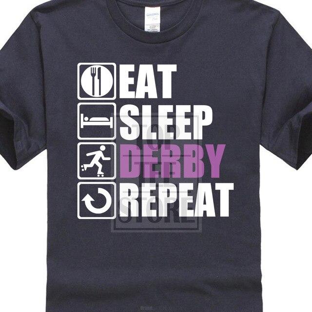 2017 New Arrivals Hipster Eat Sleep Roller Derby 3d Print Men's 100% Cotton Tee Shirts Summer Popular Short Sleeve Tee Dress