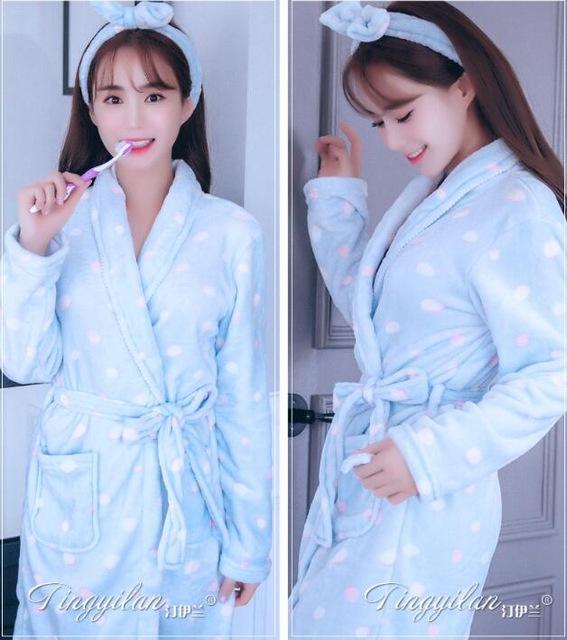 Girls Sleeping Gown Female Warm Thickened Flange Long Sleeves Bathrobe Men's Coral Velvet Pajamas Home Dress Marriage Robe D2120