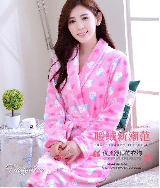Girls Sleeping Gown Female Warm Thickened Flange Long Sleeves Bathrobe Men's Coral Velvet Pajamas Home Dress Marriage Robe D2120