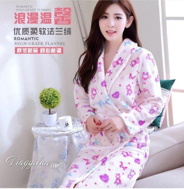 Girls Sleeping Gown Female Warm Thickened Flange Long Sleeves Bathrobe Men's Coral Velvet Pajamas Home Dress Marriage Robe D2120