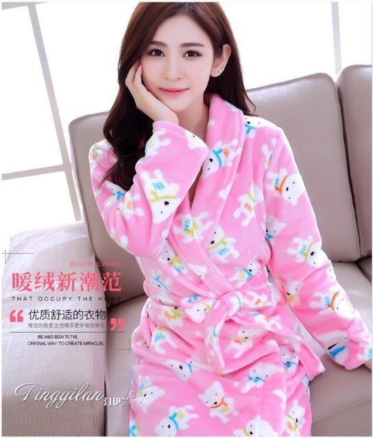 Girls Sleeping Gown Female Warm Thickened Flange Long Sleeves Bathrobe Men's Coral Velvet Pajamas Home Dress Marriage Robe D2120