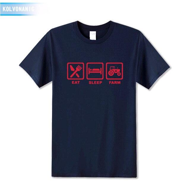 KOLVONANIG 2019 Summer Dress EAT SLEEP FARM Funny Printed T Shirt Men  Farmer Farming Tractor Gift Men's T-Shirt Plus Size