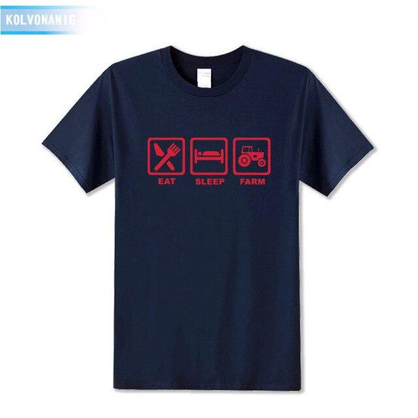 KOLVONANIG 2019 Summer Dress EAT SLEEP FARM Funny Printed T Shirt Men  Farmer Farming Tractor Gift Men's T-Shirt Plus Size