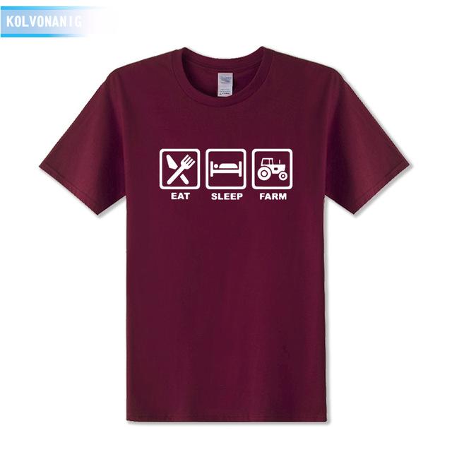 KOLVONANIG 2019 Summer Dress EAT SLEEP FARM Funny Printed T Shirt Men  Farmer Farming Tractor Gift Men's T-Shirt Plus Size