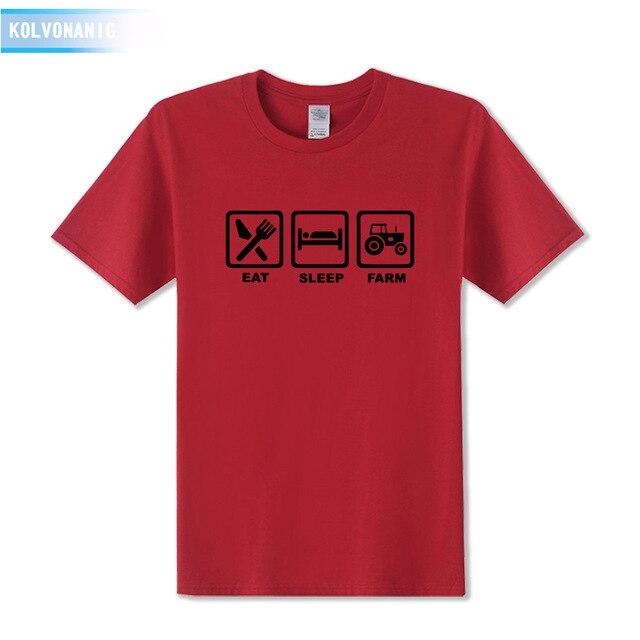 KOLVONANIG 2019 Summer Dress EAT SLEEP FARM Funny Printed T Shirt Men  Farmer Farming Tractor Gift Men's T-Shirt Plus Size