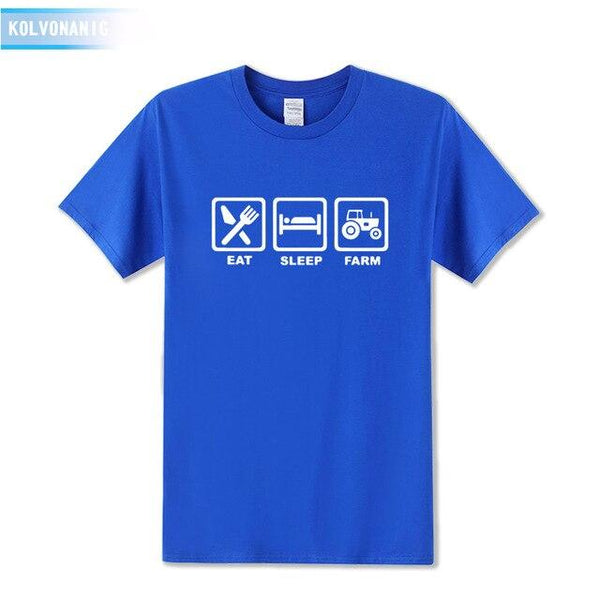 KOLVONANIG 2019 Summer Dress EAT SLEEP FARM Funny Printed T Shirt Men  Farmer Farming Tractor Gift Men's T-Shirt Plus Size