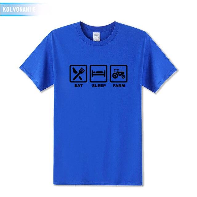 KOLVONANIG 2019 Summer Dress EAT SLEEP FARM Funny Printed T Shirt Men  Farmer Farming Tractor Gift Men's T-Shirt Plus Size