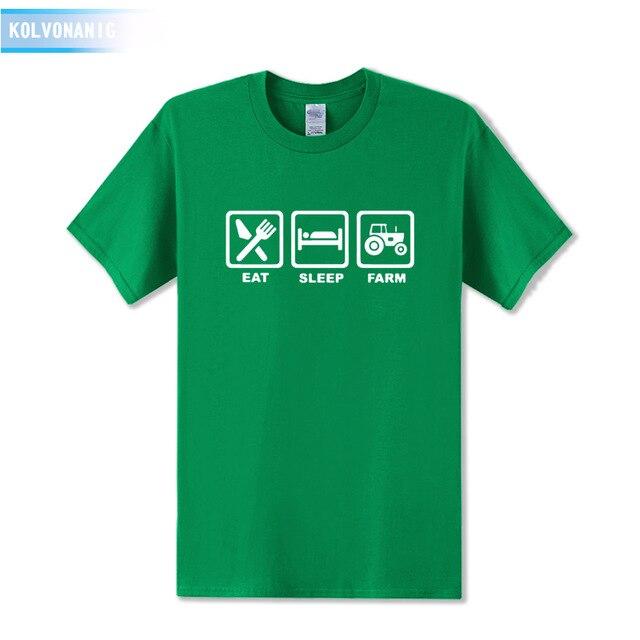 KOLVONANIG 2019 Summer Dress EAT SLEEP FARM Funny Printed T Shirt Men  Farmer Farming Tractor Gift Men's T-Shirt Plus Size