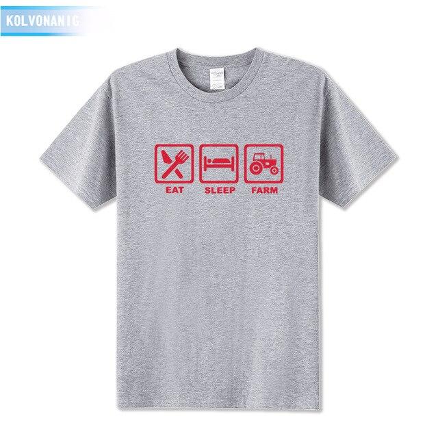 KOLVONANIG 2019 Summer Dress EAT SLEEP FARM Funny Printed T Shirt Men  Farmer Farming Tractor Gift Men's T-Shirt Plus Size