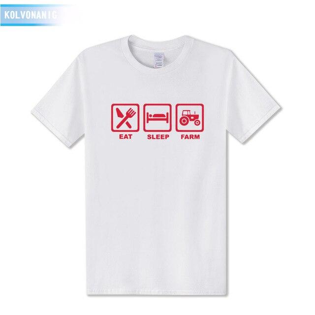 KOLVONANIG 2019 Summer Dress EAT SLEEP FARM Funny Printed T Shirt Men  Farmer Farming Tractor Gift Men's T-Shirt Plus Size