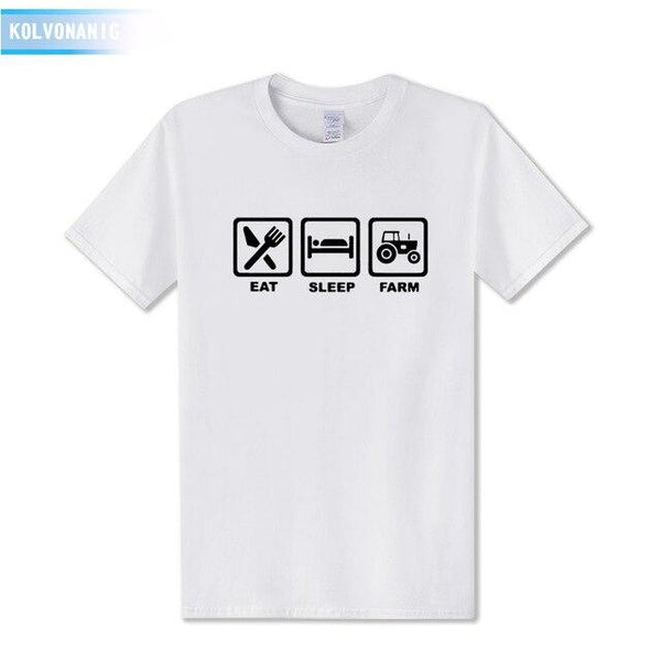 KOLVONANIG 2019 Summer Dress EAT SLEEP FARM Funny Printed T Shirt Men  Farmer Farming Tractor Gift Men's T-Shirt Plus Size