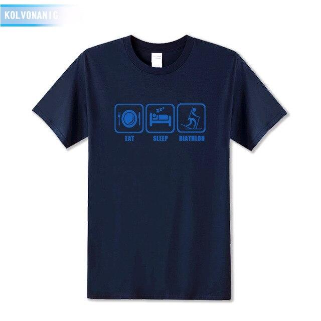 KOLVONANIG 2017 New Dresses For Men Funny Eat Sleep Biathlon Printed T Shirt Men's T-Shirt Short Sleeve Man Clothing Plus Size