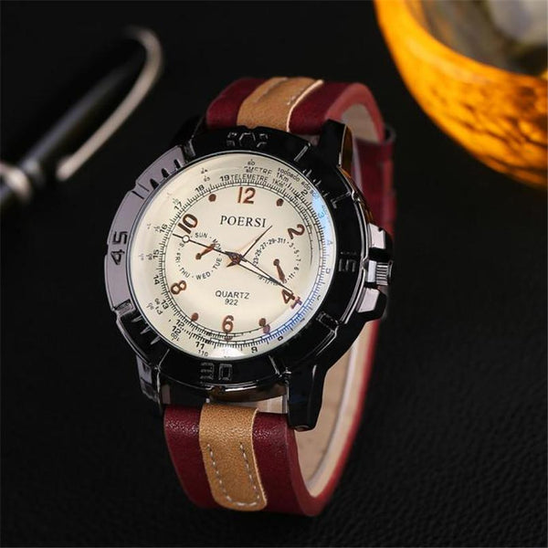 New Arrival Cool Men Fashion Watches Clock Luxury Men's Watches Analog Quartz Faux Leather Sport Wrist Dress Watch #500717